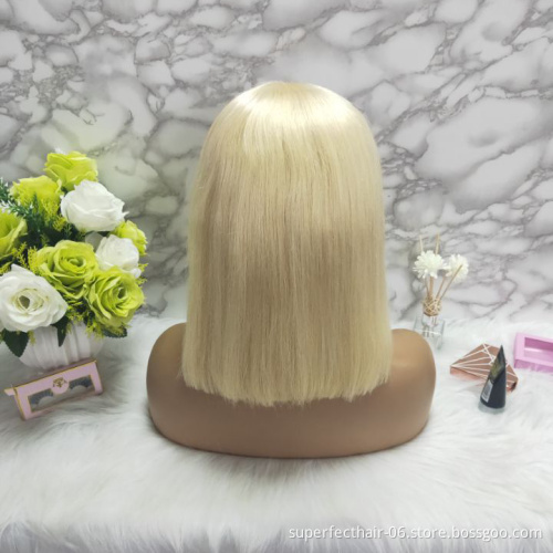 Wholesale Pink Orange Blue Red Grey Turquoise 613 Blond Color Wig Brazilian Virgin Human Hair Long Colored Lace Frontal Bob Wig
